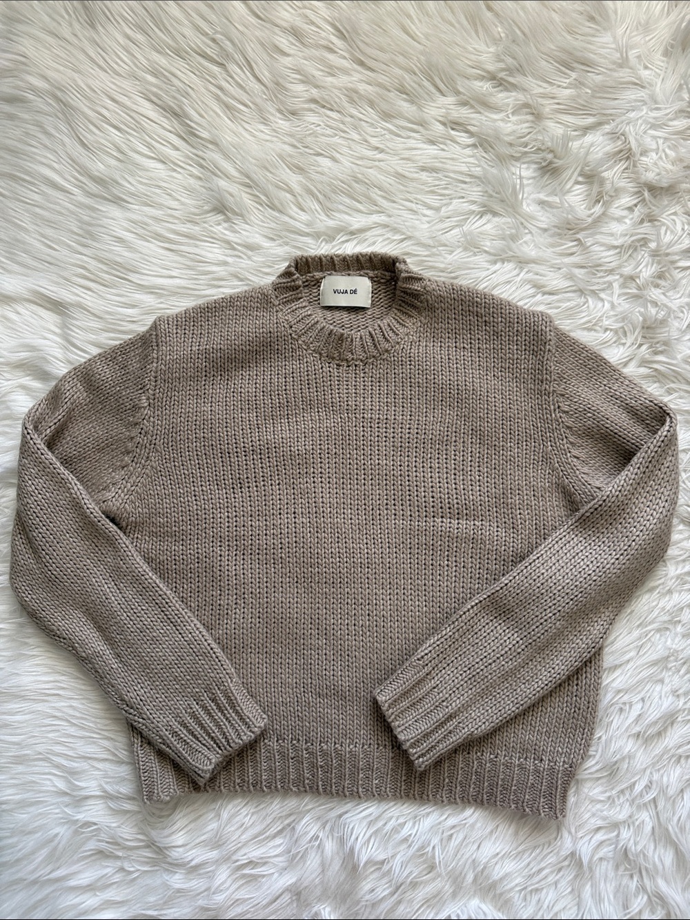 Vuja Dé Beige 100% Wool Knit Sweater Size M-L - Picture 3 of 11